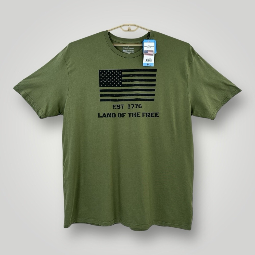 NEW General Standard Patriotic T-Shirt Men's 3XL Made in the USA 100% Cotton NWT